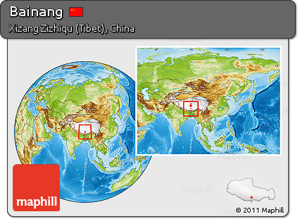 Physical Location Map of Bainang, highlighted parent region, within the entire country