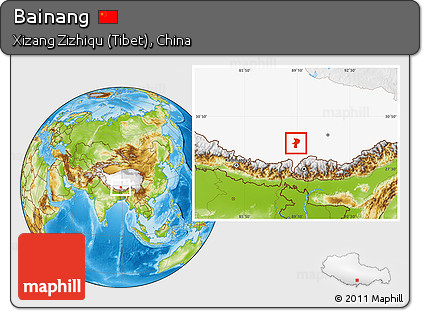 Physical Location Map of Bainang, highlighted parent region