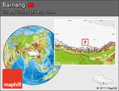 Physical Location Map of Bainang, highlighted parent region