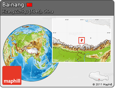 Physical Location Map of Bainang, highlighted parent region