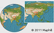 Satellite Location Map of Bainang, within the entire country