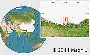 Satellite Location Map of Bainang, highlighted country