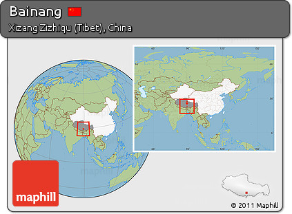 Savanna Style Location Map of Bainang, highlighted country, highlighted parent region, within the entire country