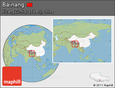 Savanna Style Location Map of Bainang, highlighted country, highlighted parent region, within the entire country