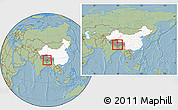 Savanna Style Location Map of Bainang, highlighted country, highlighted parent region, within the entire country, hill shading