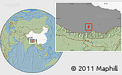 Savanna Style Location Map of Bainang, highlighted country, highlighted parent region, hill shading