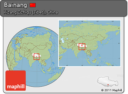Savanna Style Location Map of Bainang, highlighted parent region, within the entire country