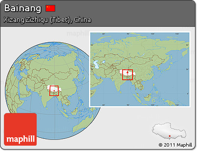 Savanna Style Location Map of Bainang, highlighted parent region, within the entire country