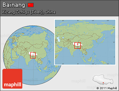 Savanna Style Location Map of Bainang, highlighted parent region, within the entire country