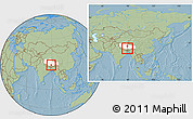 Savanna Style Location Map of Bainang, highlighted parent region, within the entire country, hill shading