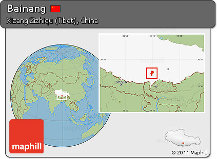 Savanna Style Location Map of Bainang, highlighted parent region