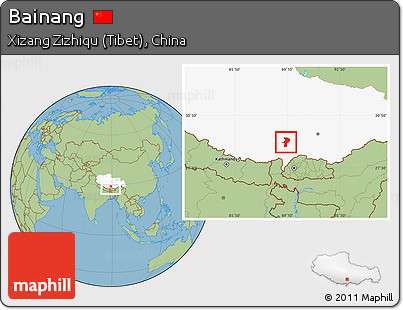 Savanna Style Location Map of Bainang, highlighted parent region