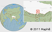 Savanna Style Location Map of Bainang, highlighted parent region, hill shading