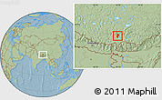 Savanna Style Location Map of Bainang, hill shading