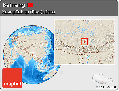 Shaded Relief Location Map of Bainang