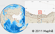 Shaded Relief Location Map of Bainang, highlighted country