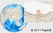 Shaded Relief Location Map of Bainang, highlighted parent region