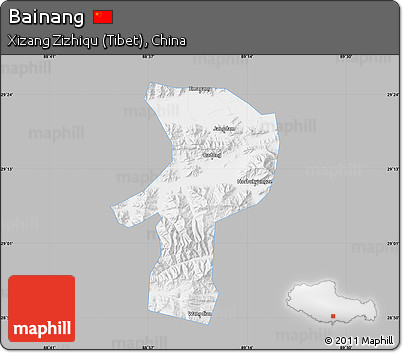 Gray Map of Bainang, single color outside