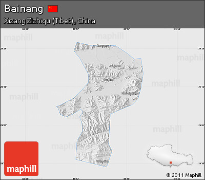 Physical Map of Bainang, single color outside