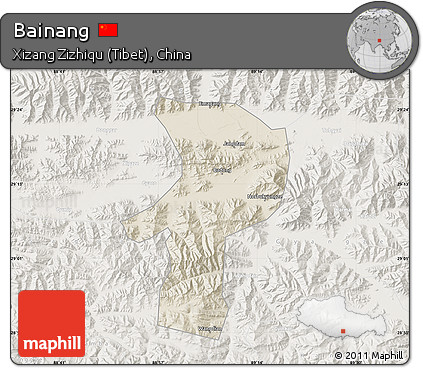 Shaded Relief Map of Bainang, lighten