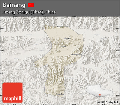 Shaded Relief Map of Bainang, lighten