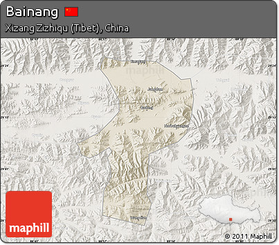 Shaded Relief Map of Bainang, lighten