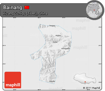Silver Style Map of Bainang, single color outside