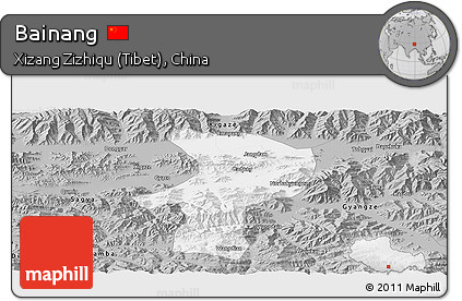 Gray Panoramic Map of Bainang