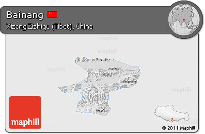 Physical Panoramic Map of Bainang, single color outside