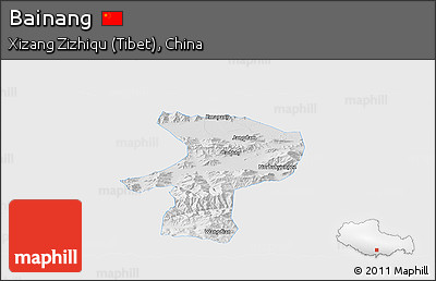 Physical Panoramic Map of Bainang, single color outside