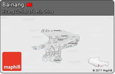 Physical Panoramic Map of Bainang, single color outside