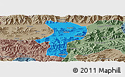 Political Panoramic Map of Bainang, semi-desaturated