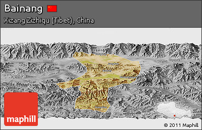 Satellite Panoramic Map of Bainang, desaturated