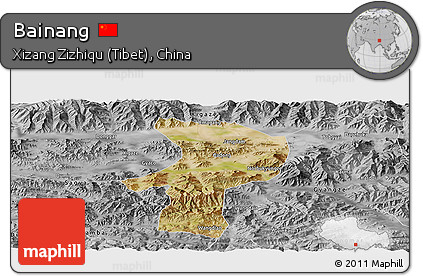 Satellite Panoramic Map of Bainang, desaturated