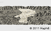 Shaded Relief Panoramic Map of Bainang, darken