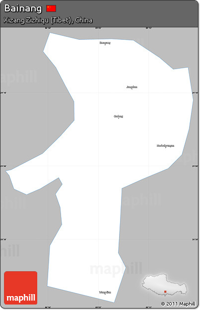 Gray Simple Map of Bainang, single color outside