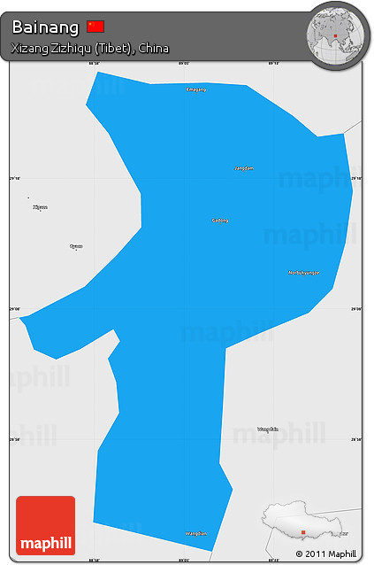 Political Simple Map of Bainang, single color outside, borders and labels