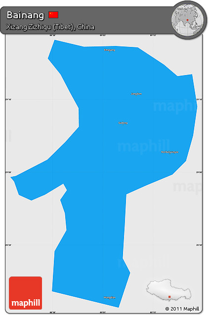 Political Simple Map of Bainang, single color outside