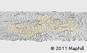 Shaded Relief Panoramic Map of Banbar, desaturated