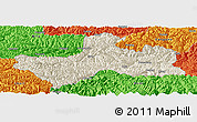 Shaded Relief Panoramic Map of Banbar, political outside