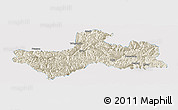 Shaded Relief Panoramic Map of Banbar, single color outside