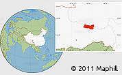Savanna Style Location Map of Baqen, highlighted country