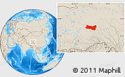Shaded Relief Location Map of Baqen