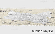 Physical Panoramic Map of Baqen, shaded relief outside