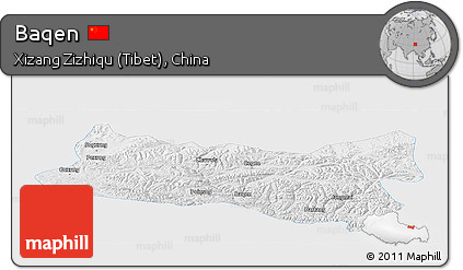Physical Panoramic Map of Baqen, single color outside