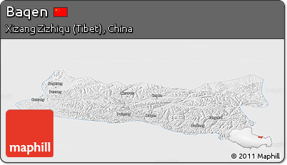 Physical Panoramic Map of Baqen, single color outside