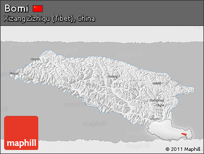 Gray 3D Map of Bomi, single color outside