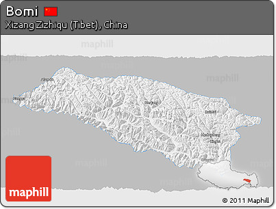 Gray 3D Map of Bomi, single color outside