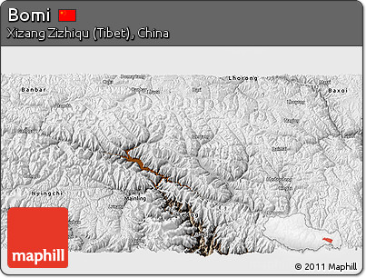 Physical 3D Map of Bomi, semi-desaturated
