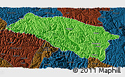 Political 3D Map of Bomi, darken